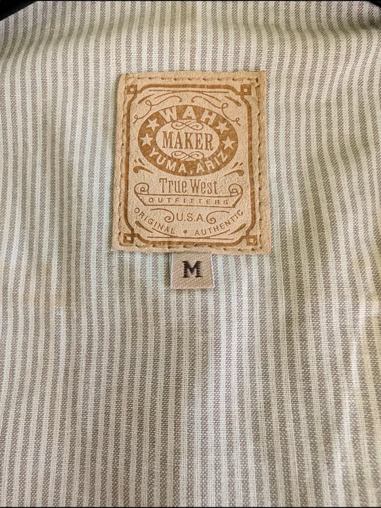 Wah Maker NWOT Leather Canvas Frontier Western Vest Mens Medium - Picture 3 of 5